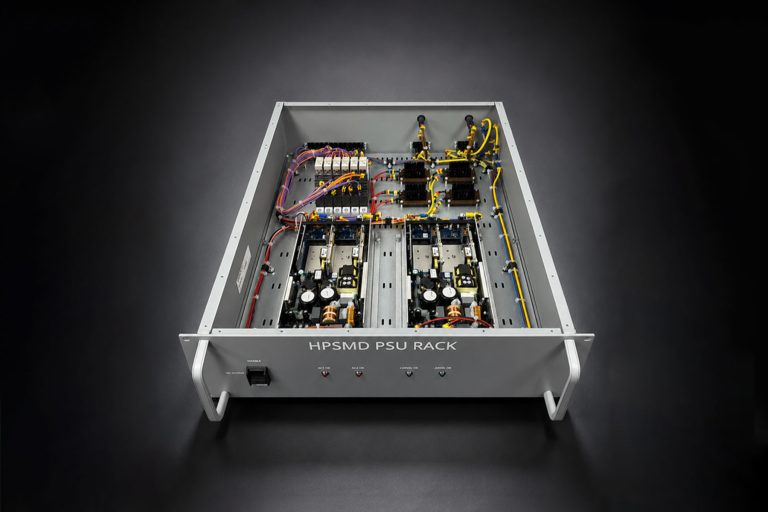 Image of a custom-built high-availability power supply rack for a nuclear power station, designed and manufactured by Verotec