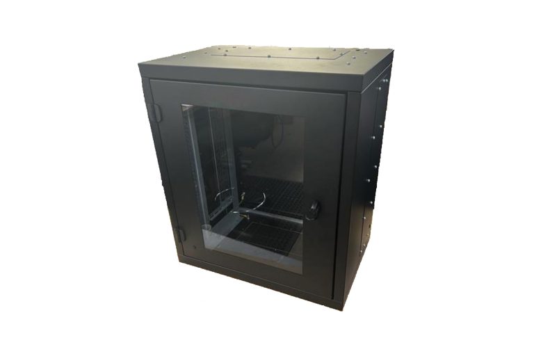 Prototype 19" 12u wall-mounted cabinet for European Rail Application