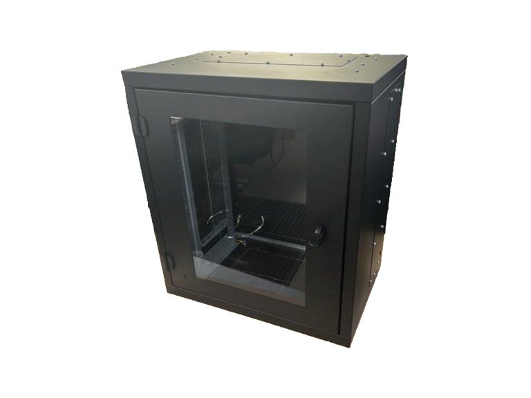 Prototype 19" 12u wall-mounted cabinet for European Rail Application